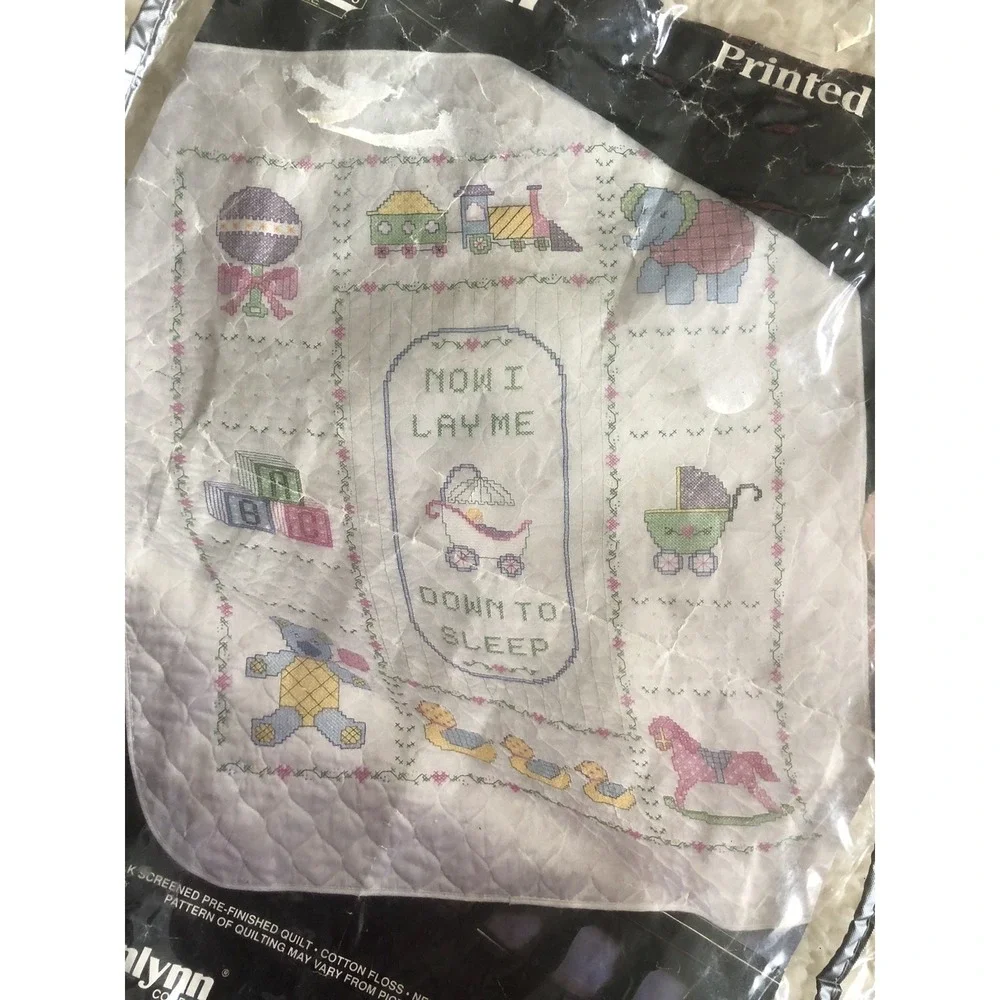 Vintage Janlynn Baby Nursery Time Quilt Kit 1985 Printed Cross Stitch #269-11